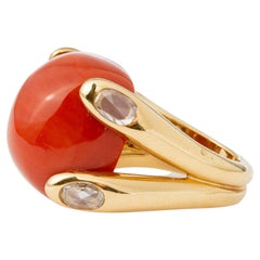 Verdura Gold Coral Rose Cut Diamond Candy Ring