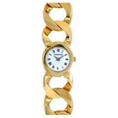 VERDURA Gold Curb Link Bracelet Watch