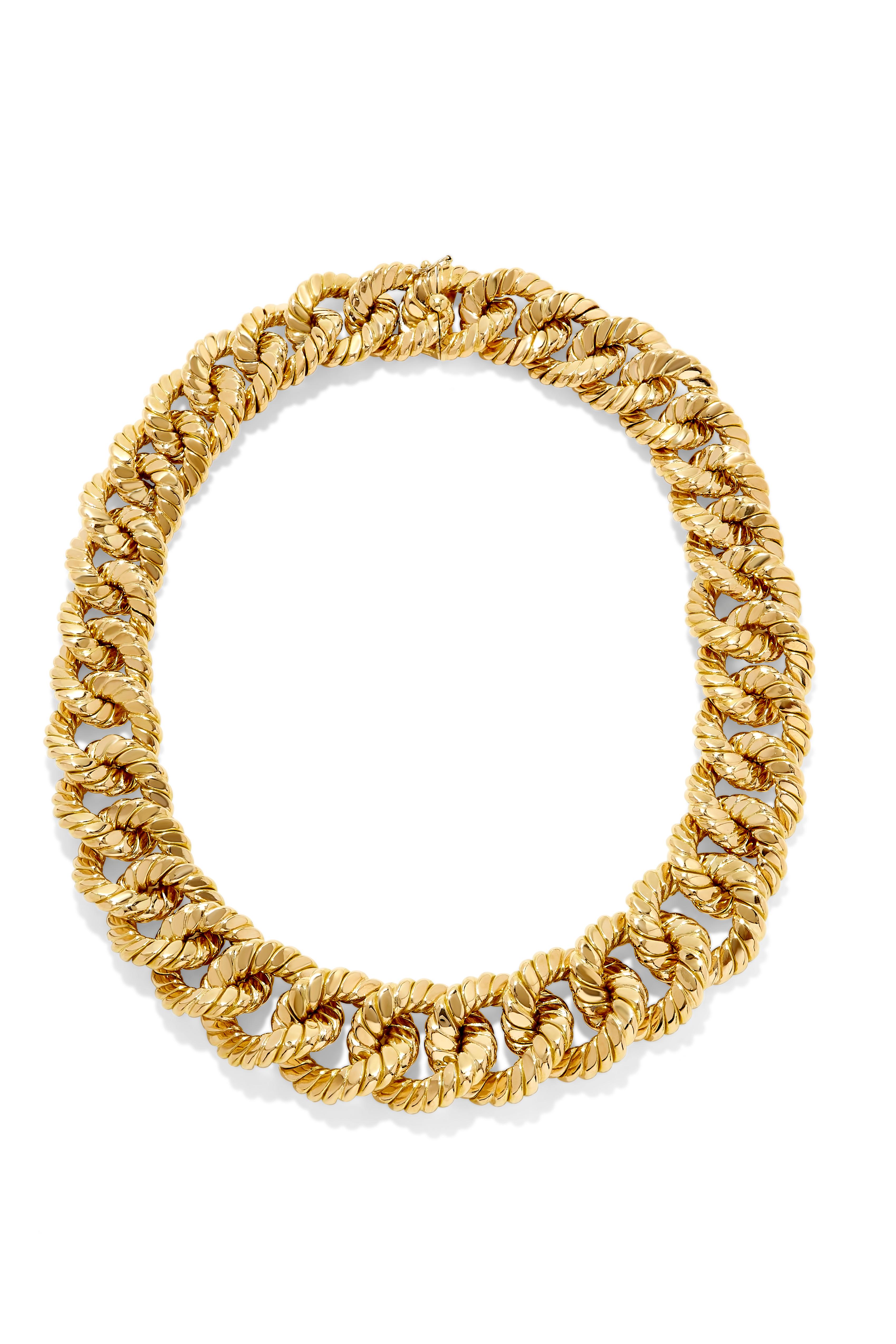 Verdura Gold Curb Link Necklace In Excellent Condition In New York, NY