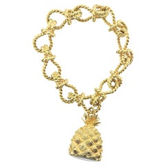 Verdura Gold Pineapple Pendant Watch Bracelet