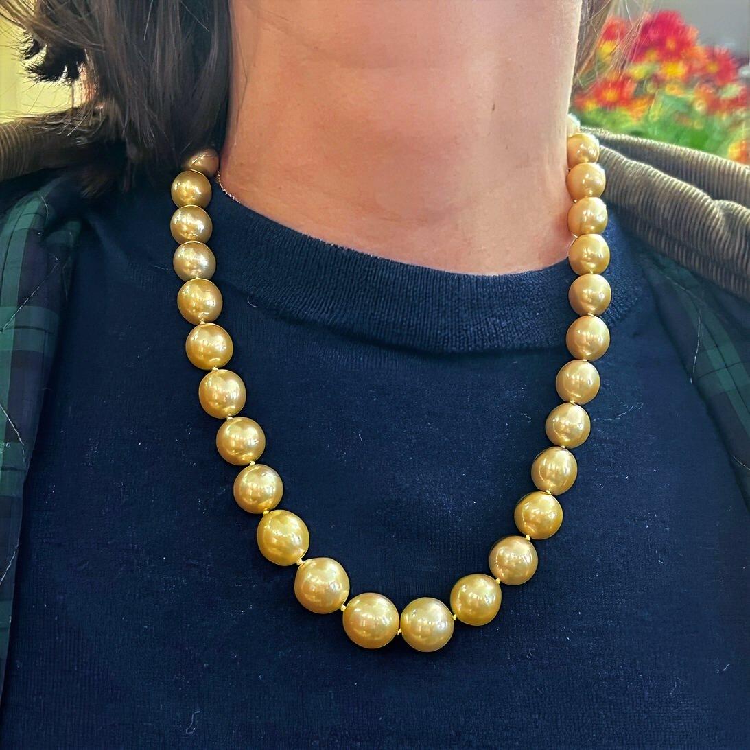 De las mujeres VERDURA Collar de Perlas Doradas del Mar del Sur en venta