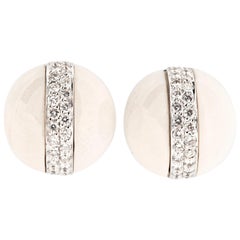 Verdura Clips d'oreilles en pierre dure et diamant Dome