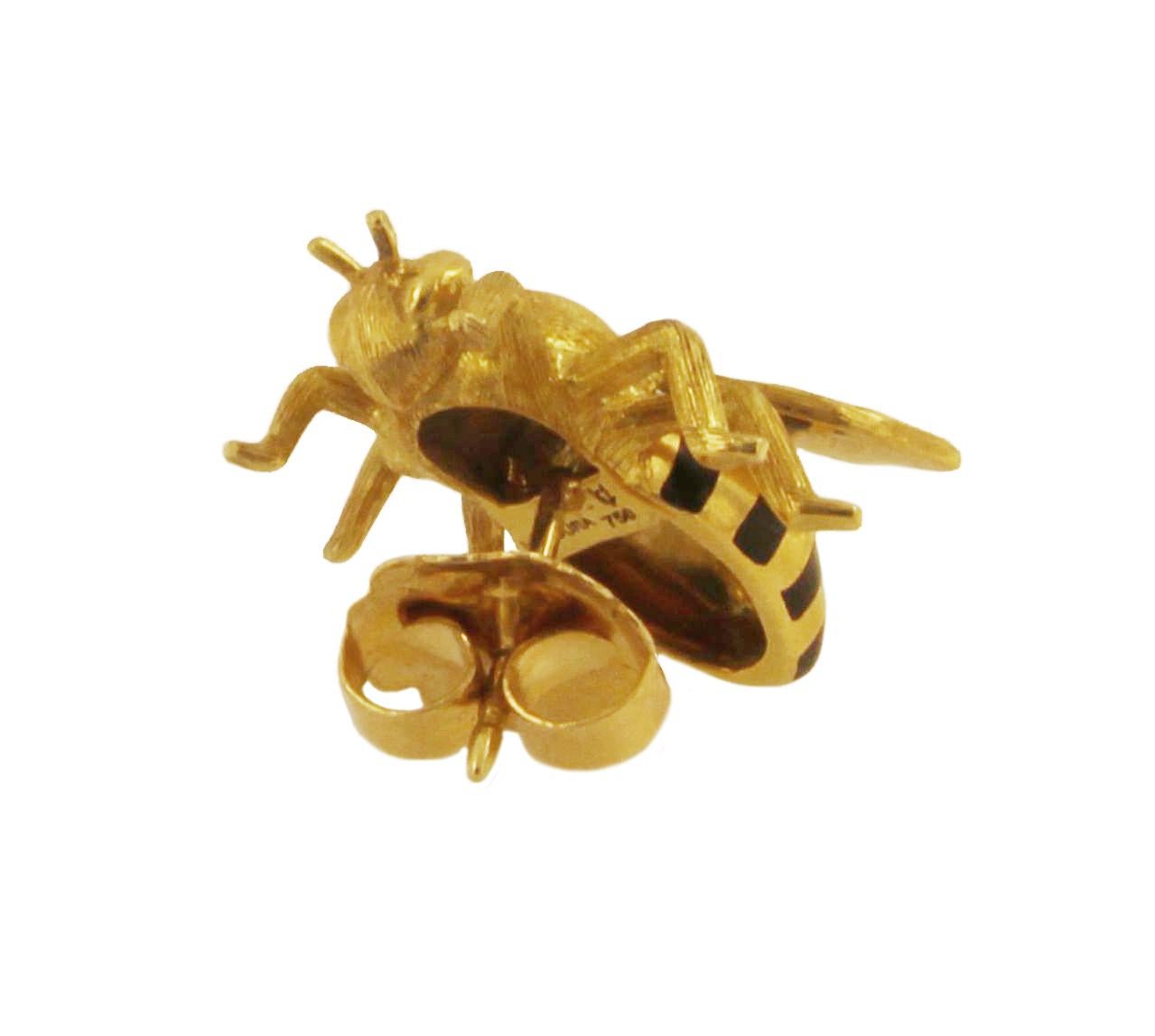 Verdura’s childhood passion for the animal world was later translated into his jewelry designs, as is evident here with his whimsical Honeybee Earrings, based on an archival design from 1943.

Mint condition
18k Yellow Gold & Black Enamel
Length: