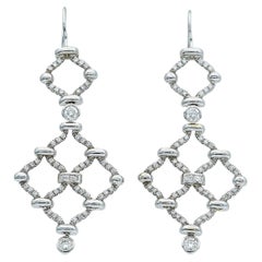 Verdura Kensington 18K White Gold and Diamond Pendant Earrings
