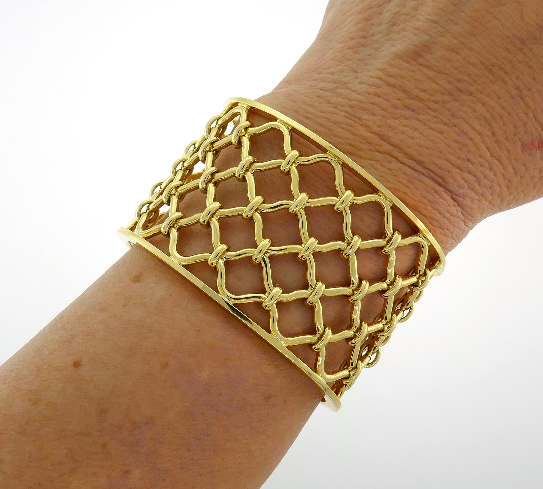 Fabulous 18 karat yellow gold cuff bracelet created by Verdura. Belongs to 