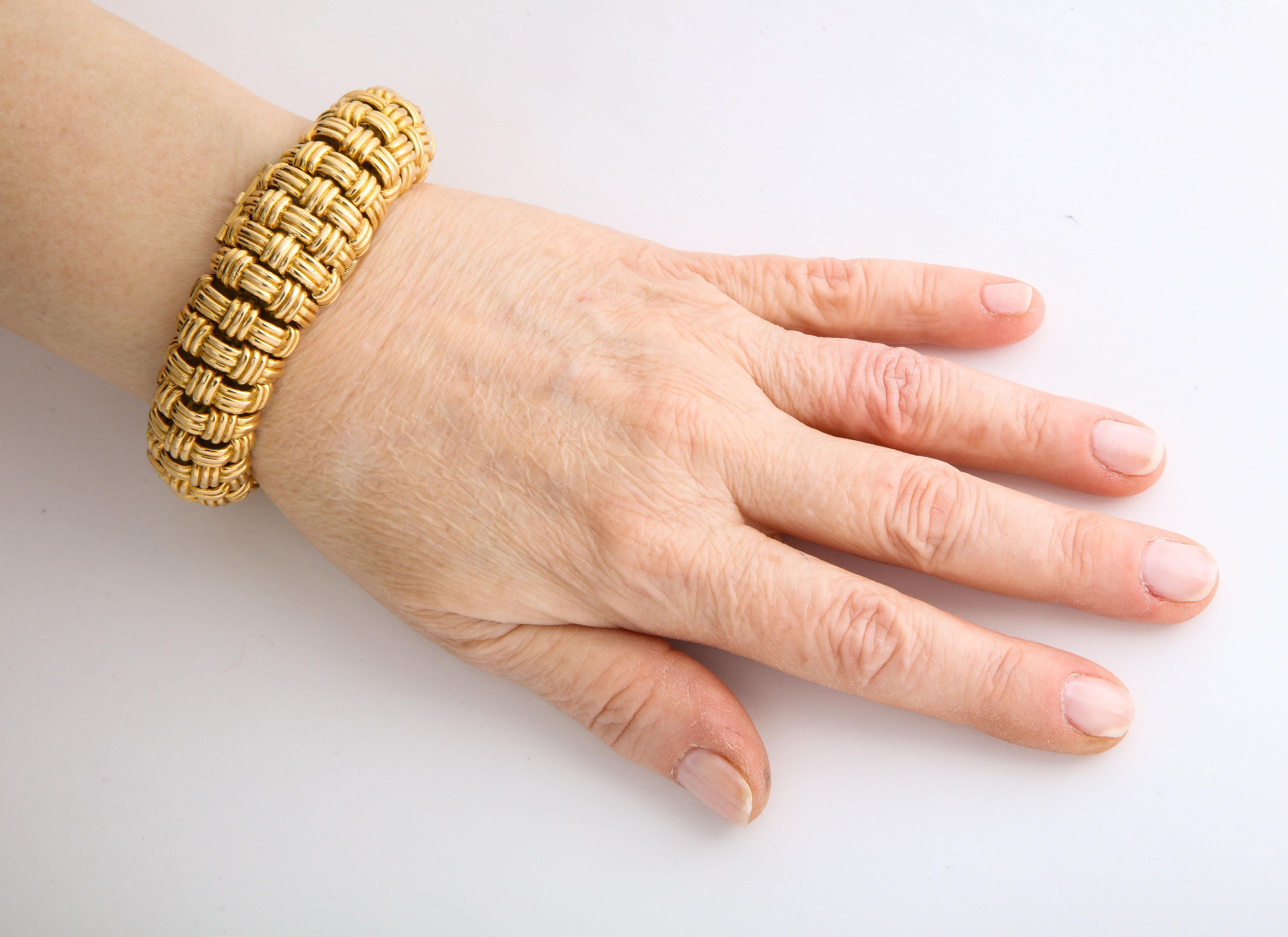 Verdura Ladies Yellow Gold Basketweave Bracelet Eterna-Matic Wristwatch 8