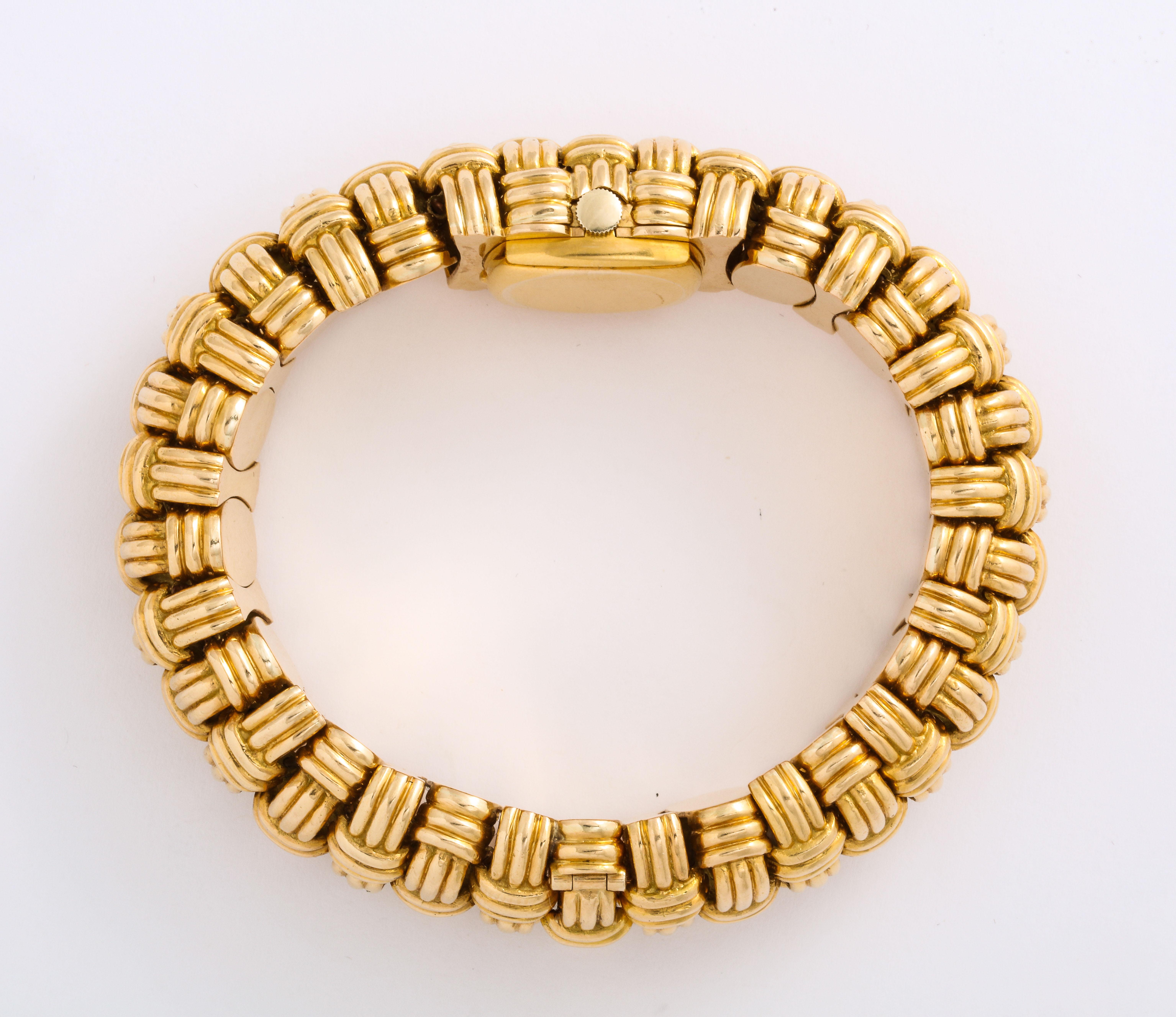 Verdura Ladies Yellow Gold Basketweave Bracelet Eterna-Matic Wristwatch 5