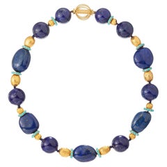 Verdura Lapis Lazuli Turquoise Gold Necklace