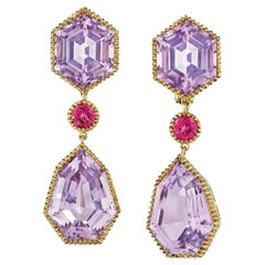Verdura Lilac Amethyst Pink Tourmaline Byzantine Convertible Drop Earrings