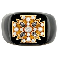 VERDURA Maltese Cross Black Jade Cuff Bracelet