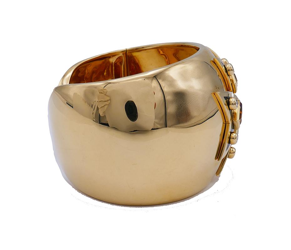 Contemporary Verdura Maltese Cross Cuff Bracelet 18k Gold Gemstones