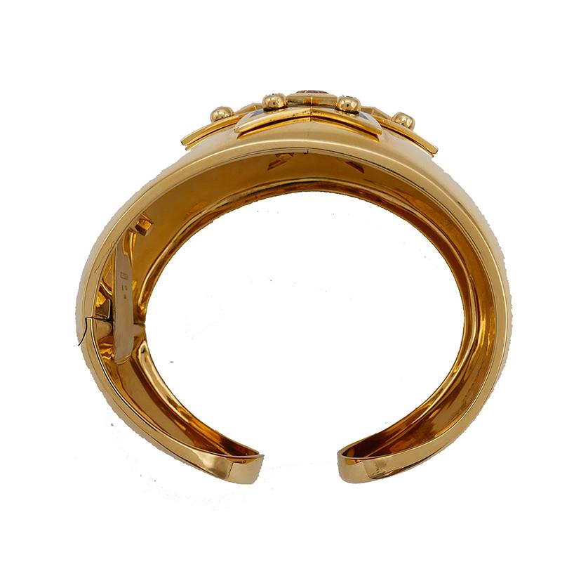 Verdura Maltese Cross Cuff Bracelet 18k Gold Gemstones For Sale 2