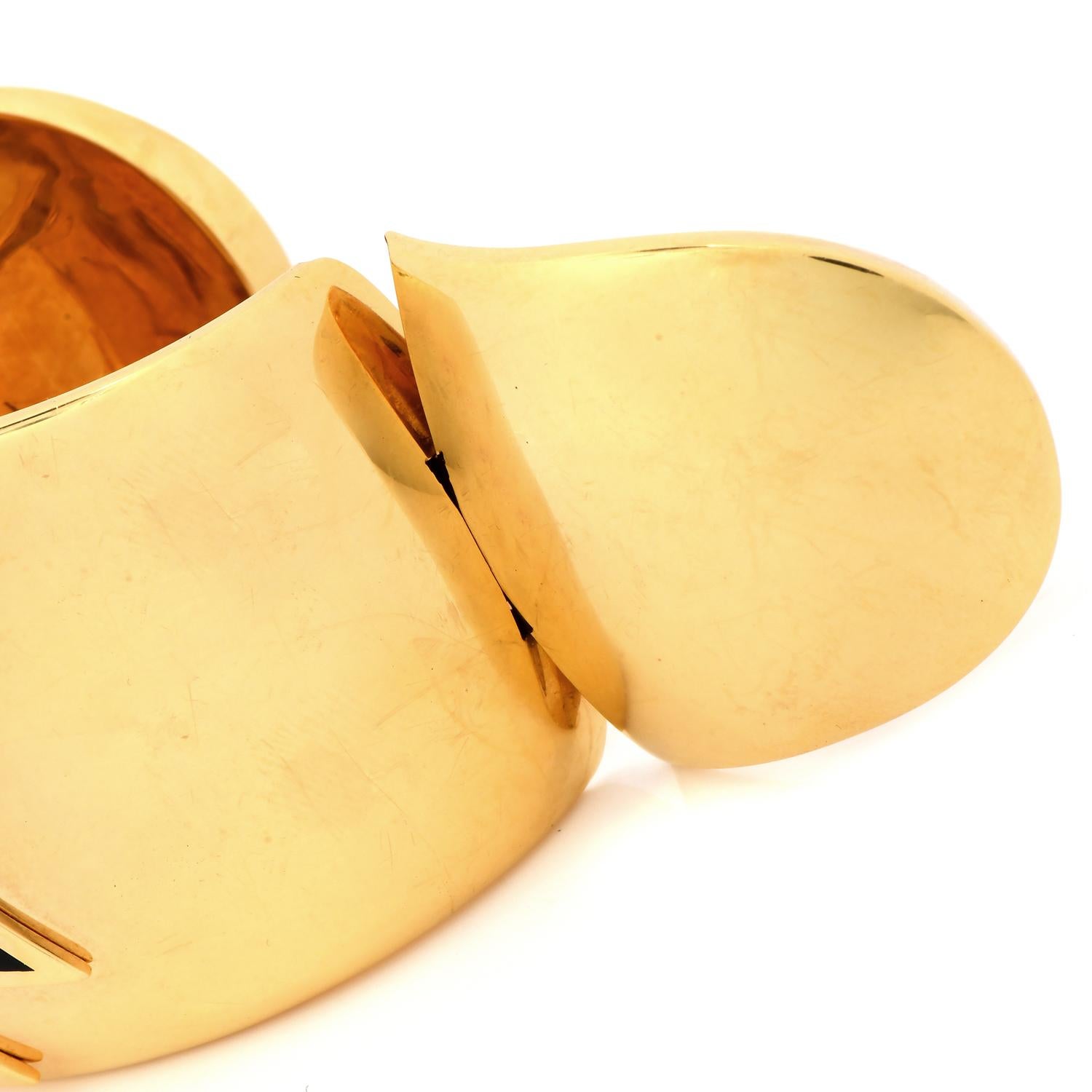 Square Cut Verdura Maltese Cross Diamond Gemstones 18k Yellow Gold Enamel Bangle Bracelet For Sale