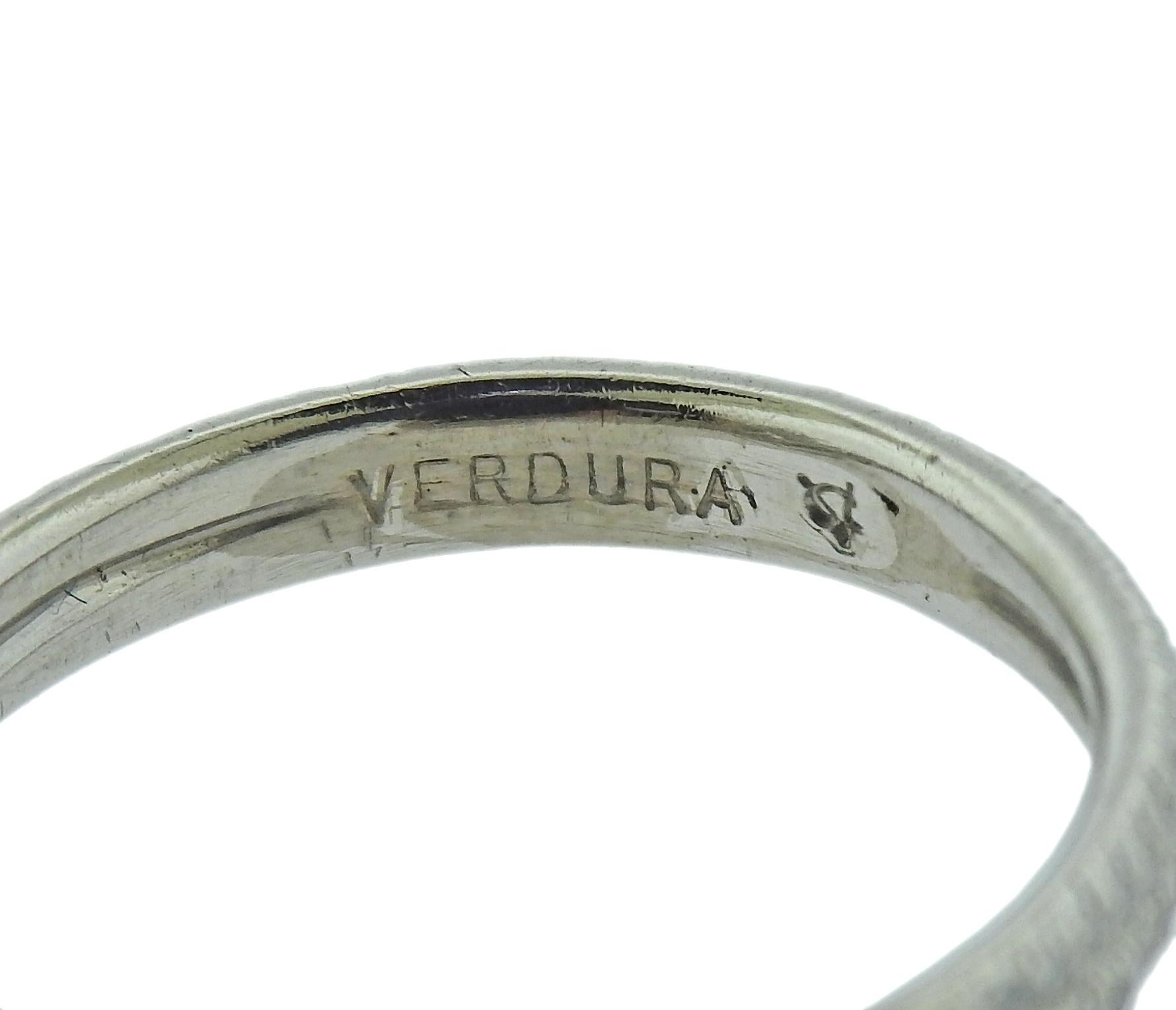 Verdura 18k white gold two row eternity wedding band , with  micro pave set diamonds - approx. 0.40ctw. Ring size - 6.5, ring is 3mm wide. Marked: Verdura and maker's symbol. Weight - 3.2 grams.