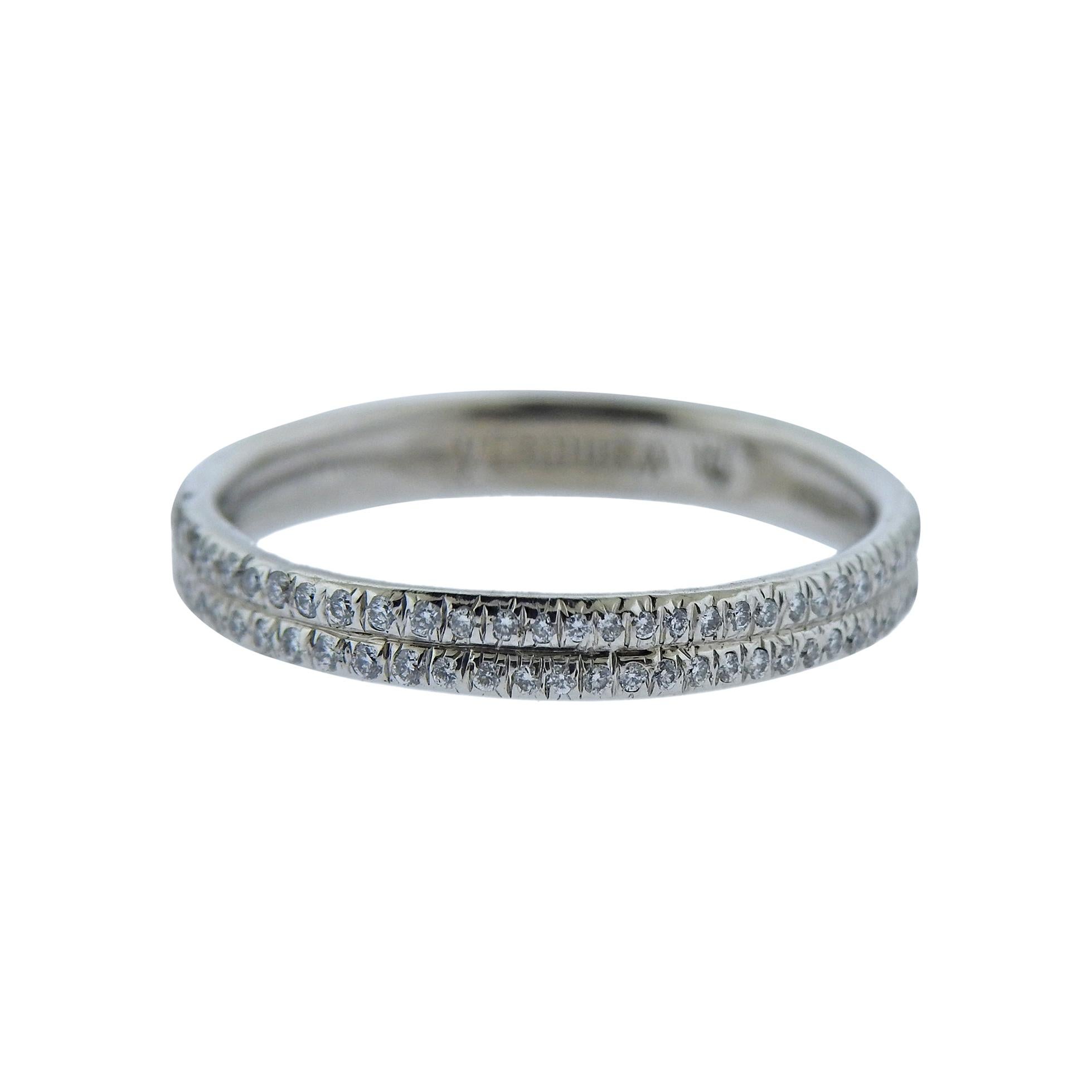 Verdura Micro Pave Diamond Two Row Gold Wedding Band Ring For Sale