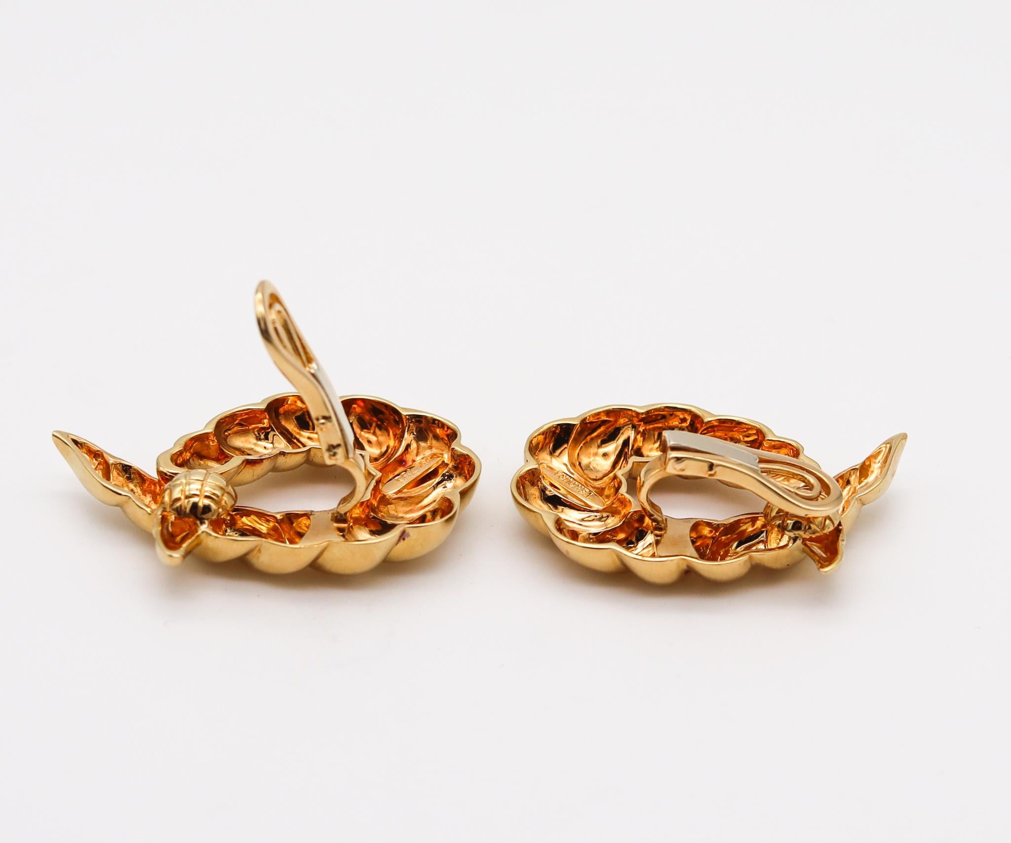 Modernist Verdura Milan 1952 Iconic Twisted Horns Clips on Earrings Solid 18Kt Yellow Gold