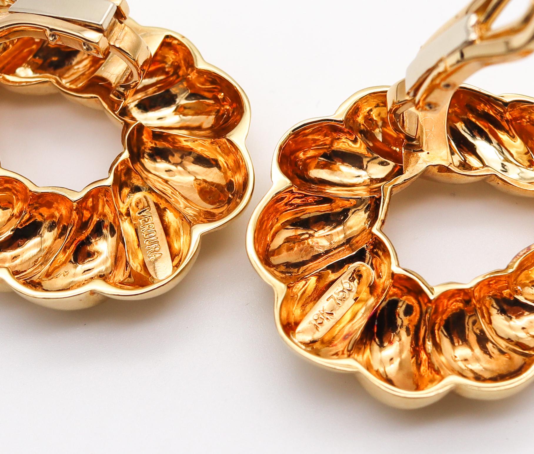 Verdura Milan 1952 Iconic Twisted Horns Clips on Earrings Solid 18Kt Yellow Gold In Excellent Condition In Miami, FL