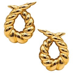 Verdura Mailand 1952 Ikonische gedrehte Horne Clips an Ohrringen aus massivem 18 Karat Gelbgold