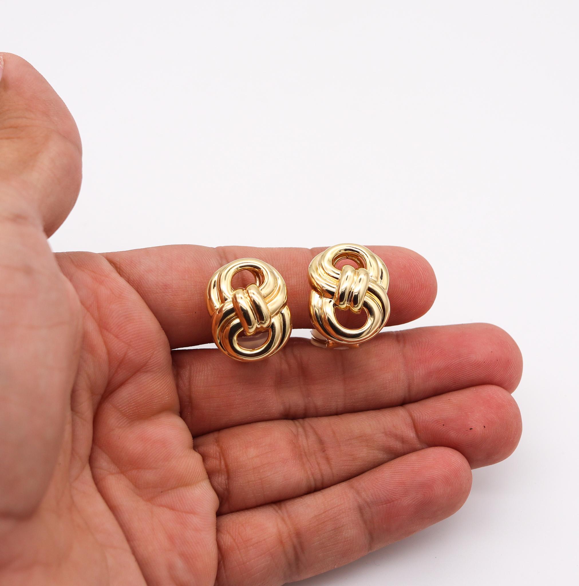 Women's Verdura Milan Infinity Knots Clips on Earrings in Solid 18Kt Yellow Gold