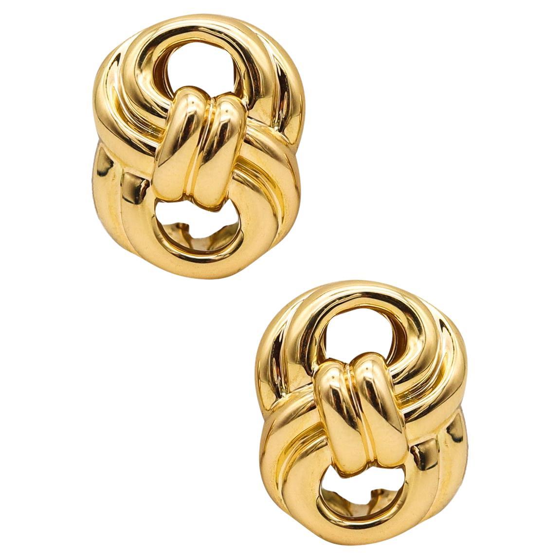 Verdura Milan Infinity Knots Clips on Earrings in Solid 18Kt Yellow Gold