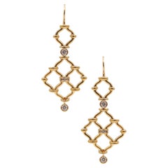 Verdura Milan Kensington Drop Earrings in 18Kt Yellow Gold with 1.02 Ctw Diamond
