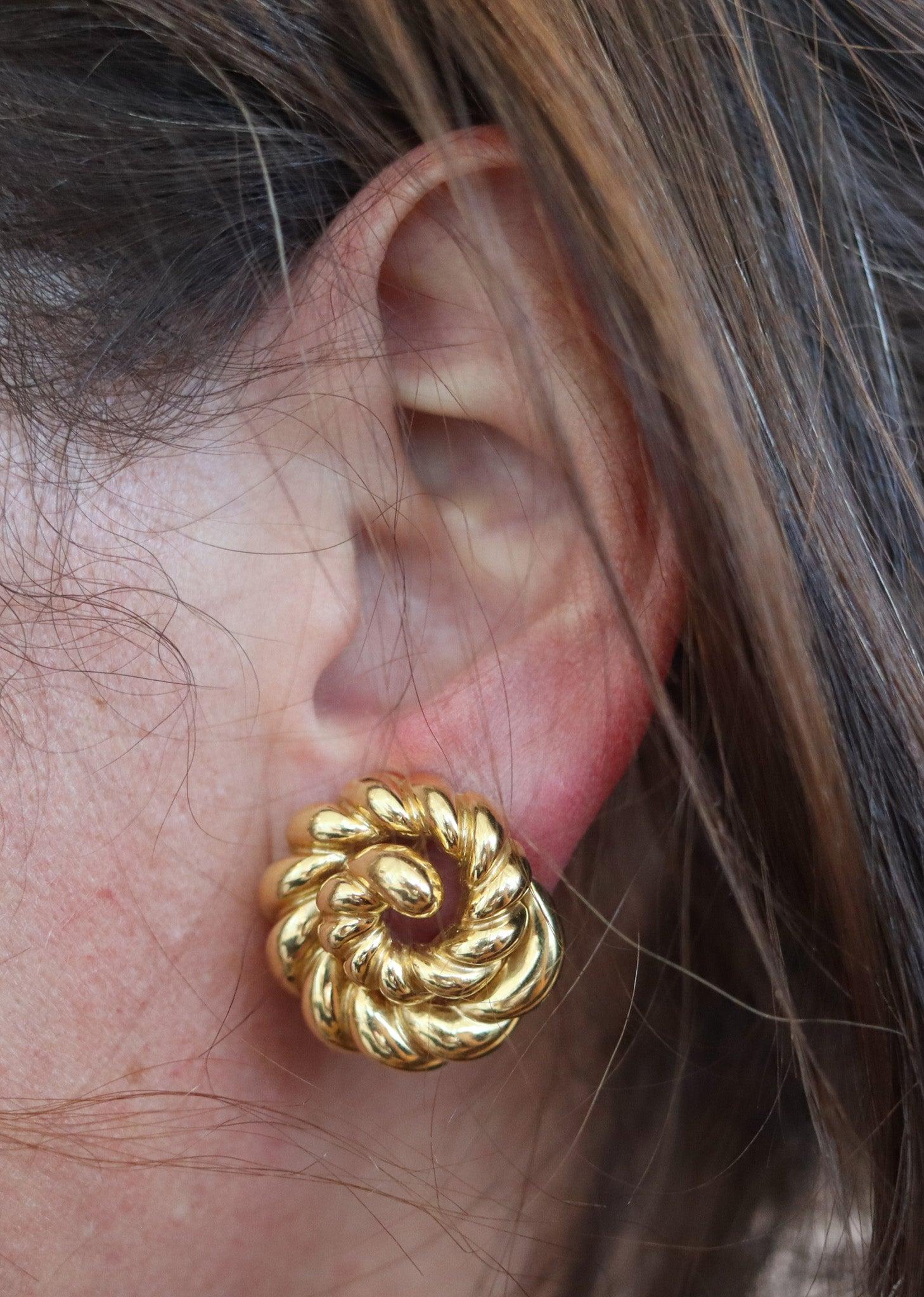 Coppia di orecchini a clip disegnati da Verdura.

Si tratta di un paio di orecchini a clip bellissimi e molto portabili, creati a Milano, in Italia, dalla rinomata casa di gioielli Verdura. Questi orecchini per tutti i giorni sono stati realizzati