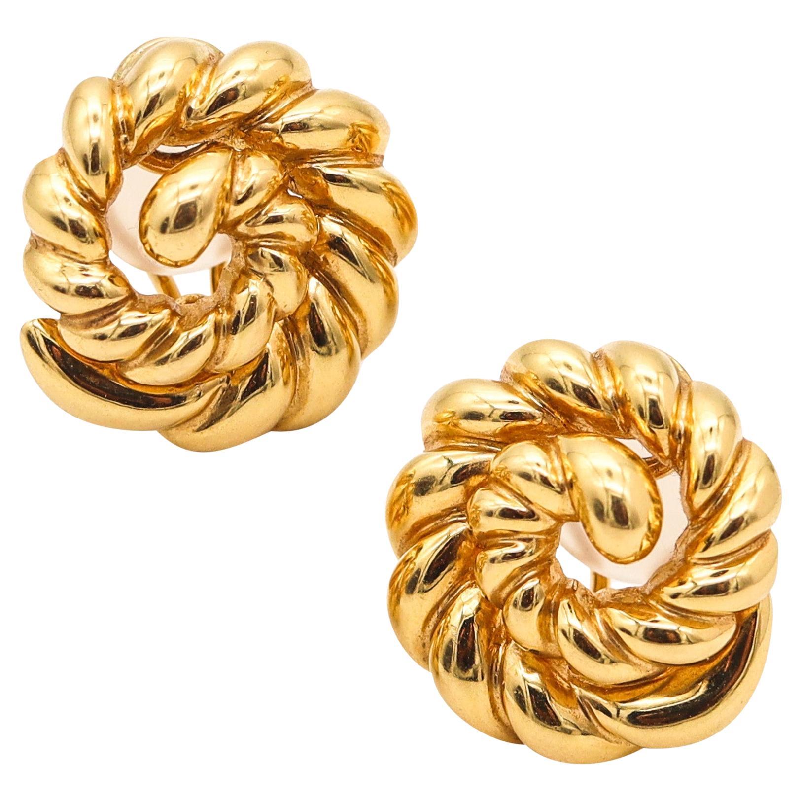 VERDURA Milan Twisted Sculptural Clips-Earrings In Solid 18Kt Yellow Gold