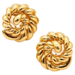 VERDURA Milan Twisted Sculptural Clips-Earrings In Solid 18Kt Yellow Gold