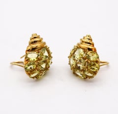 VERDURA Milano Orecchini a clip in oro giallo 18Kt con topazio verde