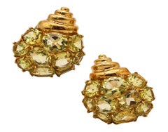 Pendientes de clip VERDURA Milano de oro amarillo de 18 quilates con topacio verde