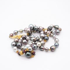 VERDURA Milano Long Tahitian-Pearls Sautoir Necklace 18Kt Gold Rubies & Diamonds