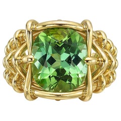 verdura ring Verdura Mint Tourmaline Basketweave Gold Ring