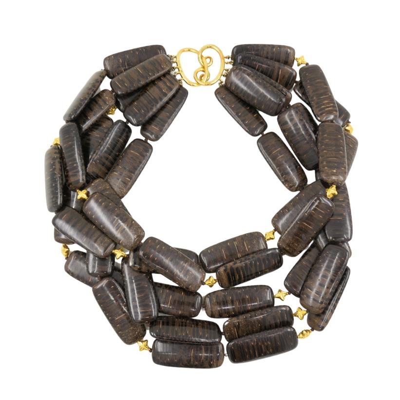 Verdura Multi-Strand Necklace Wood 18k Gold For Sale 3
