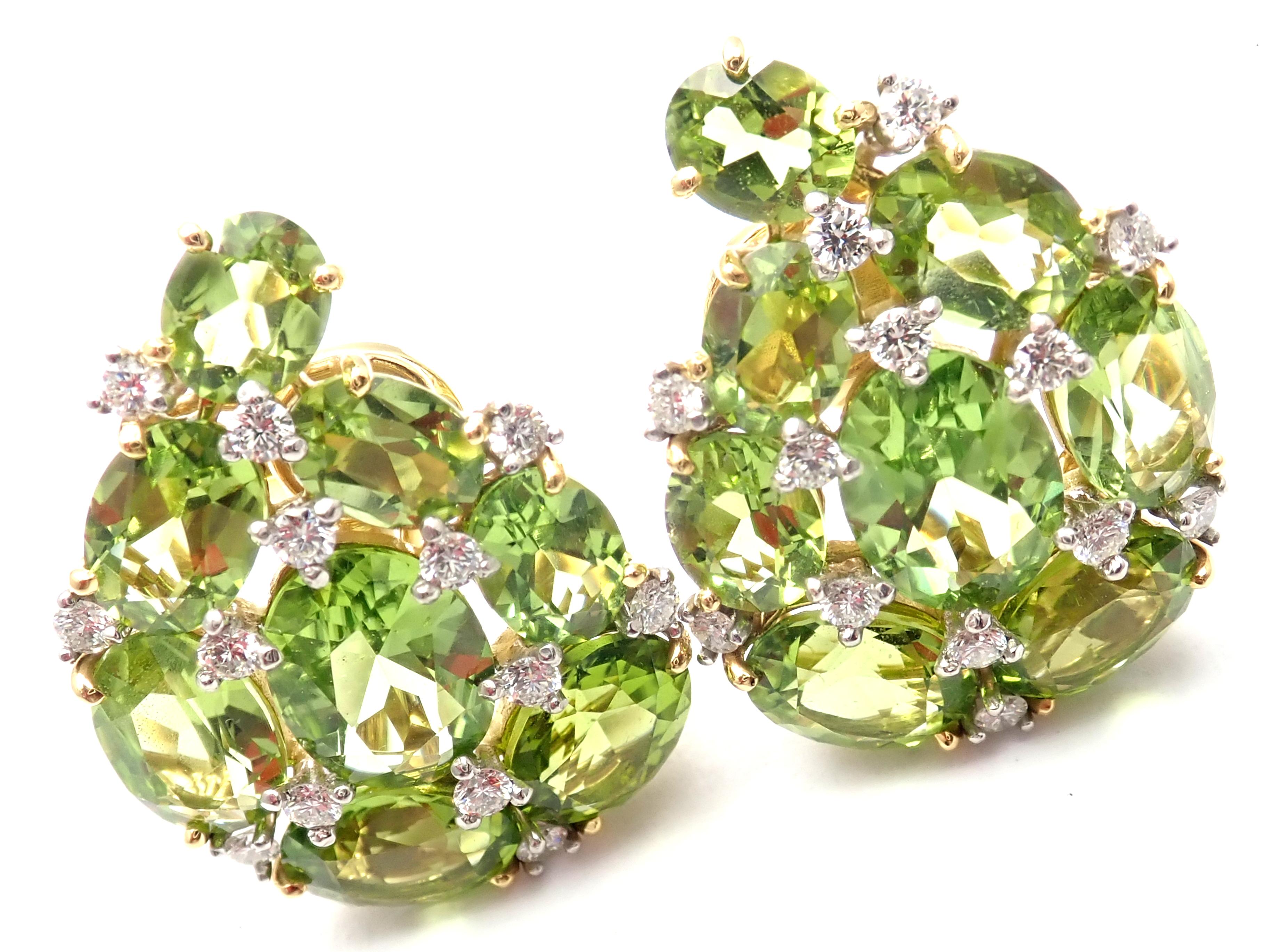 Verdura Paisley Diamond Peridot Yellow Gold Earclips Earrings 5