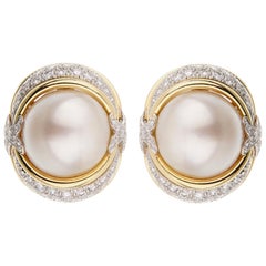 Orecchini Verdura Pearl Diamond in oro giallo e platino