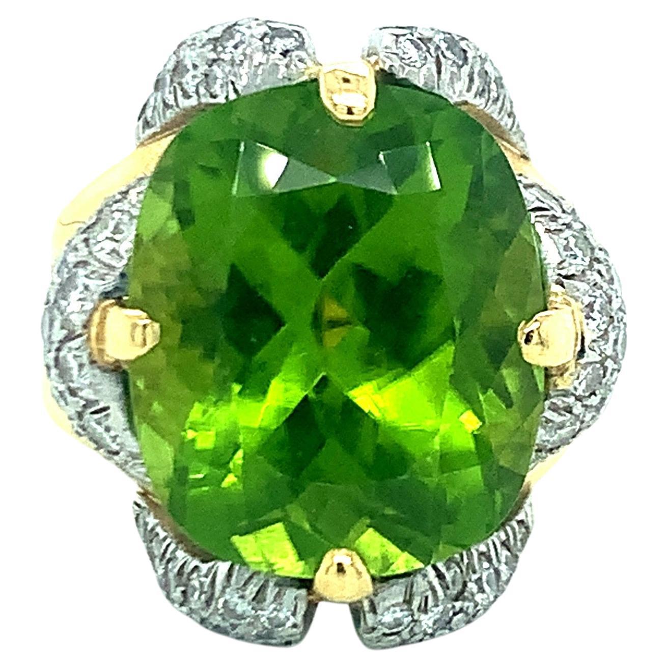 Anello espandibile con diamante peridoto Verdura