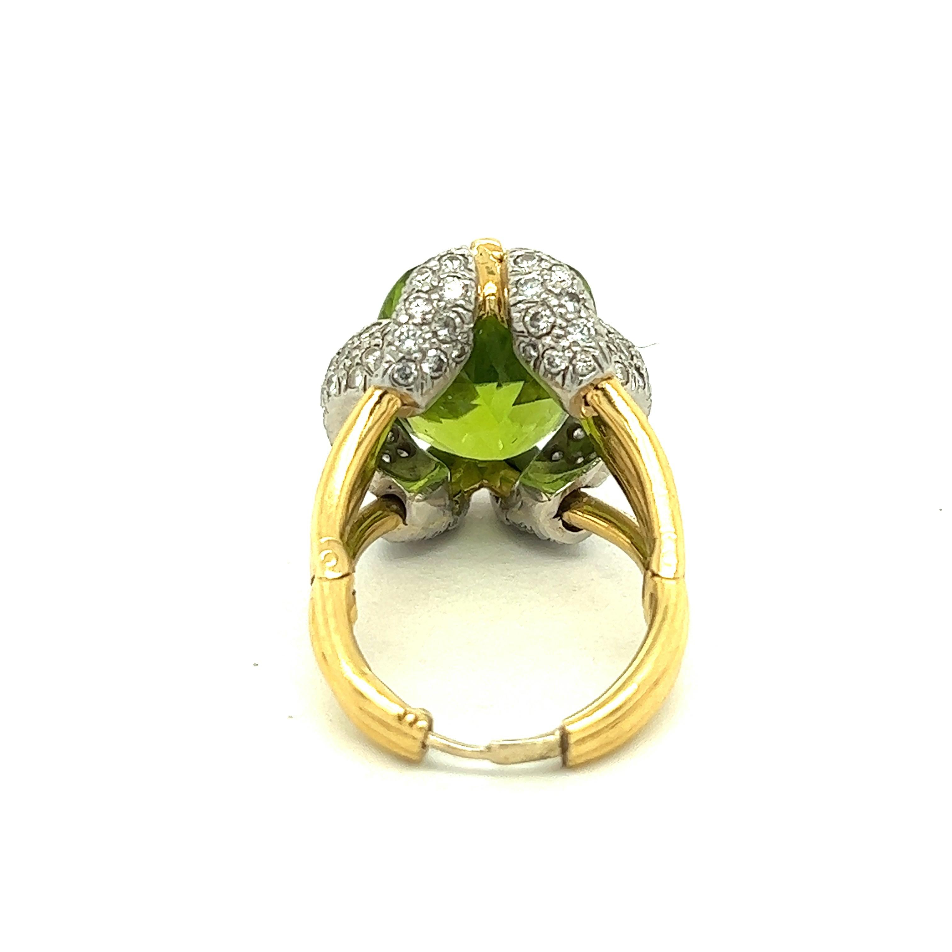 Cushion Cut Verdura Peridot Diamond Expandable Ring For Sale