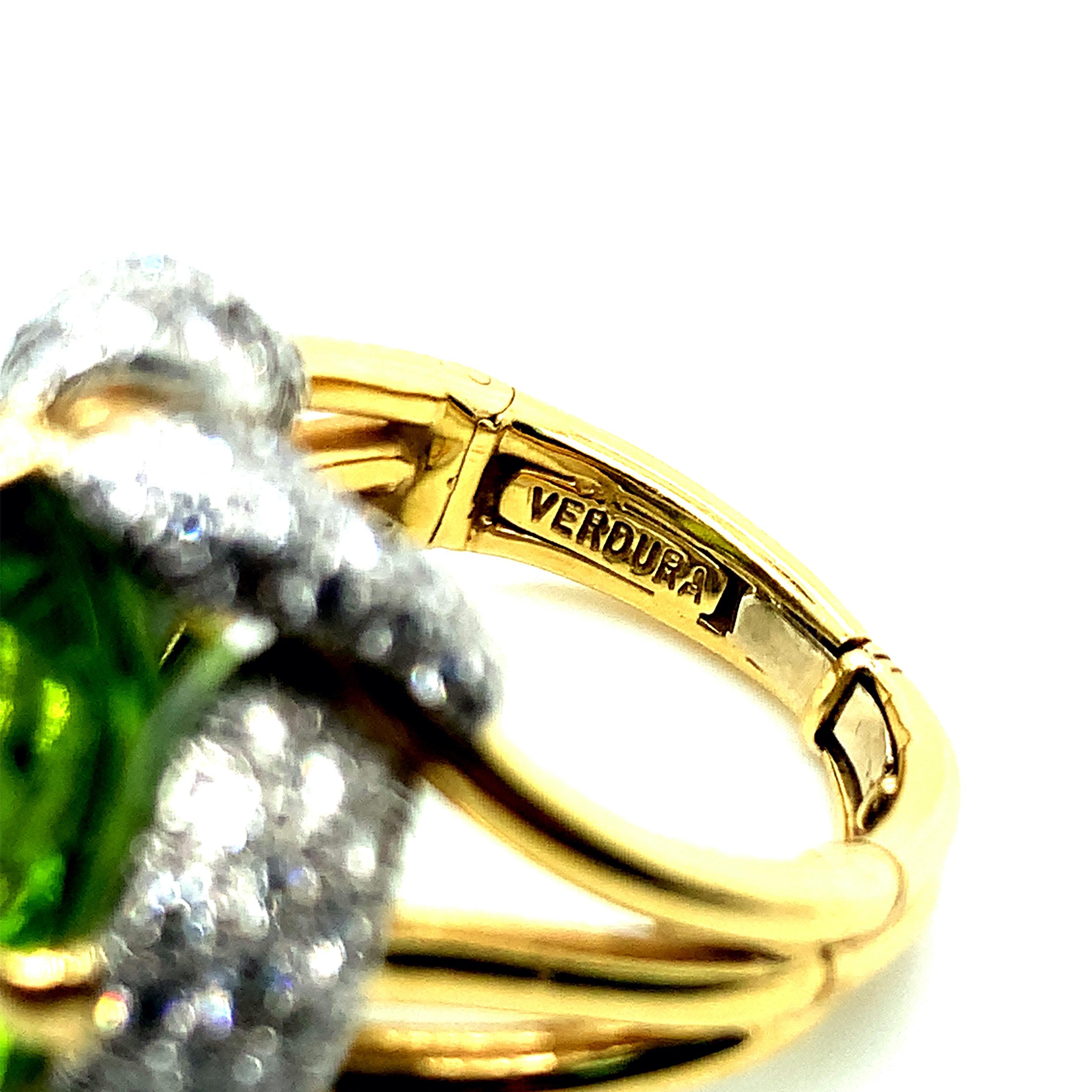Verdura Peridot Diamond Expandable Ring For Sale 2