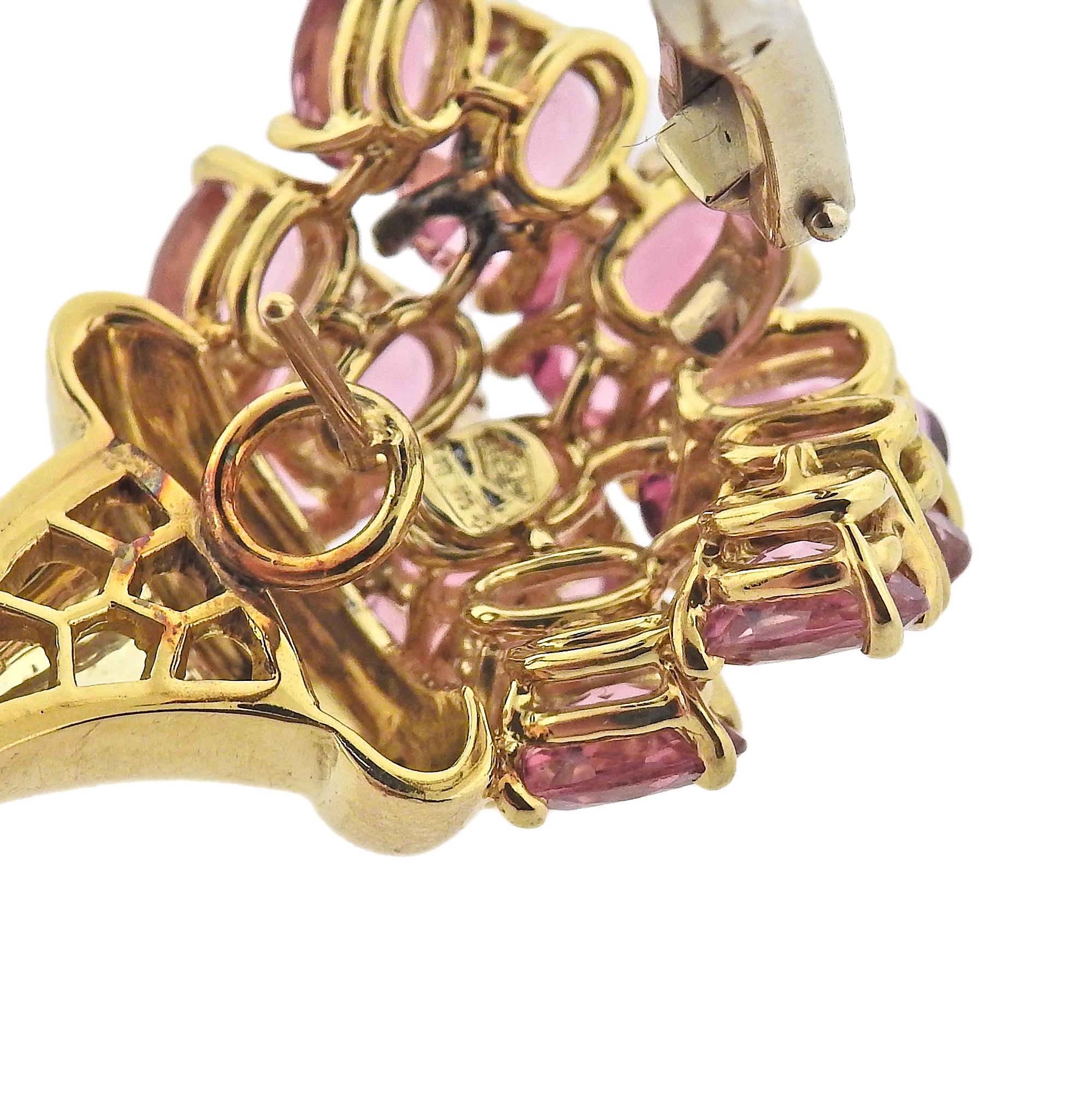 Cornucopia-Ohrringe von Verdura mit rosa Turmalin in Gold im Zustand „Hervorragend“ im Angebot in Lambertville, NJ
