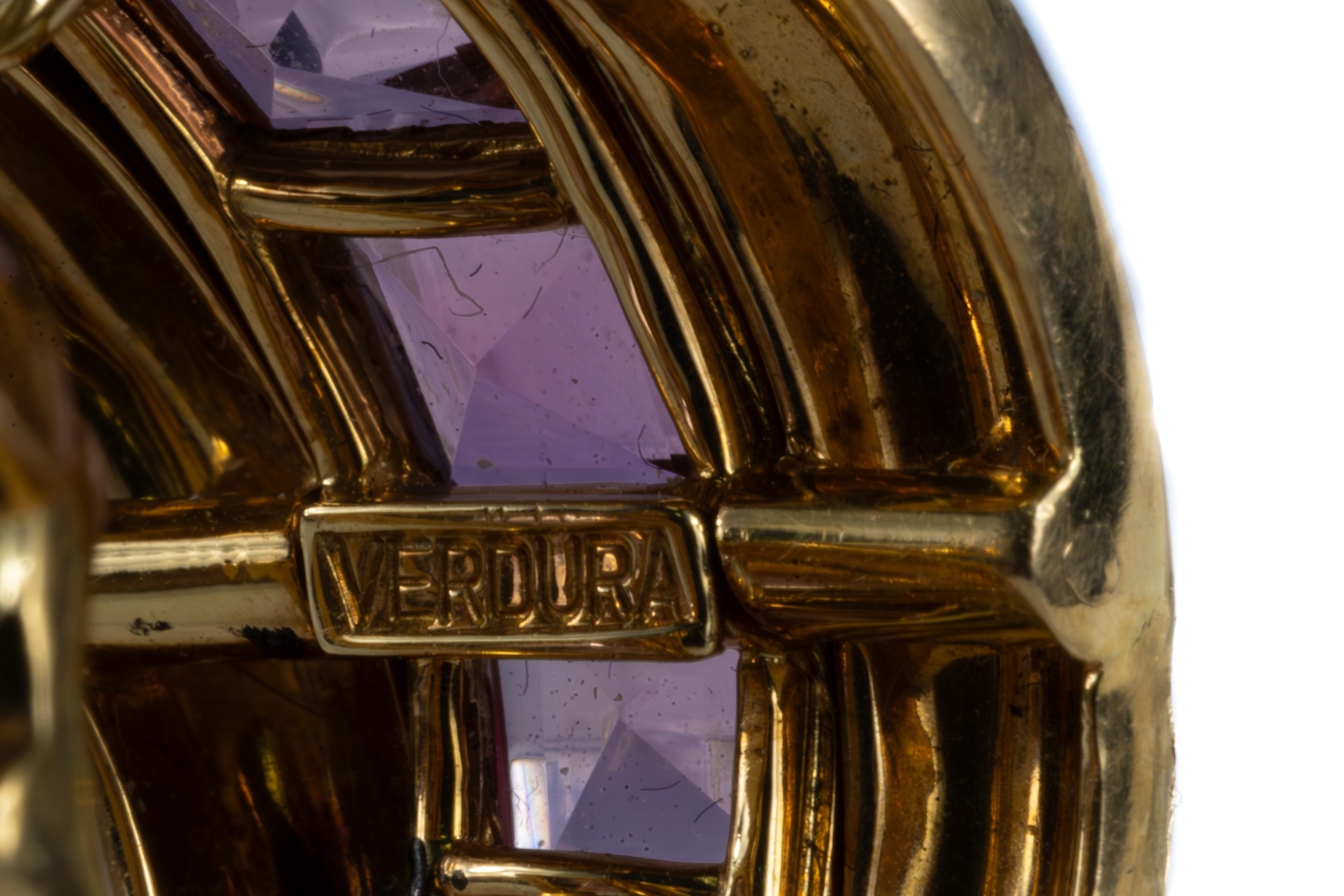 Retro Verdura Pink Tourmaline & Gold Earrings