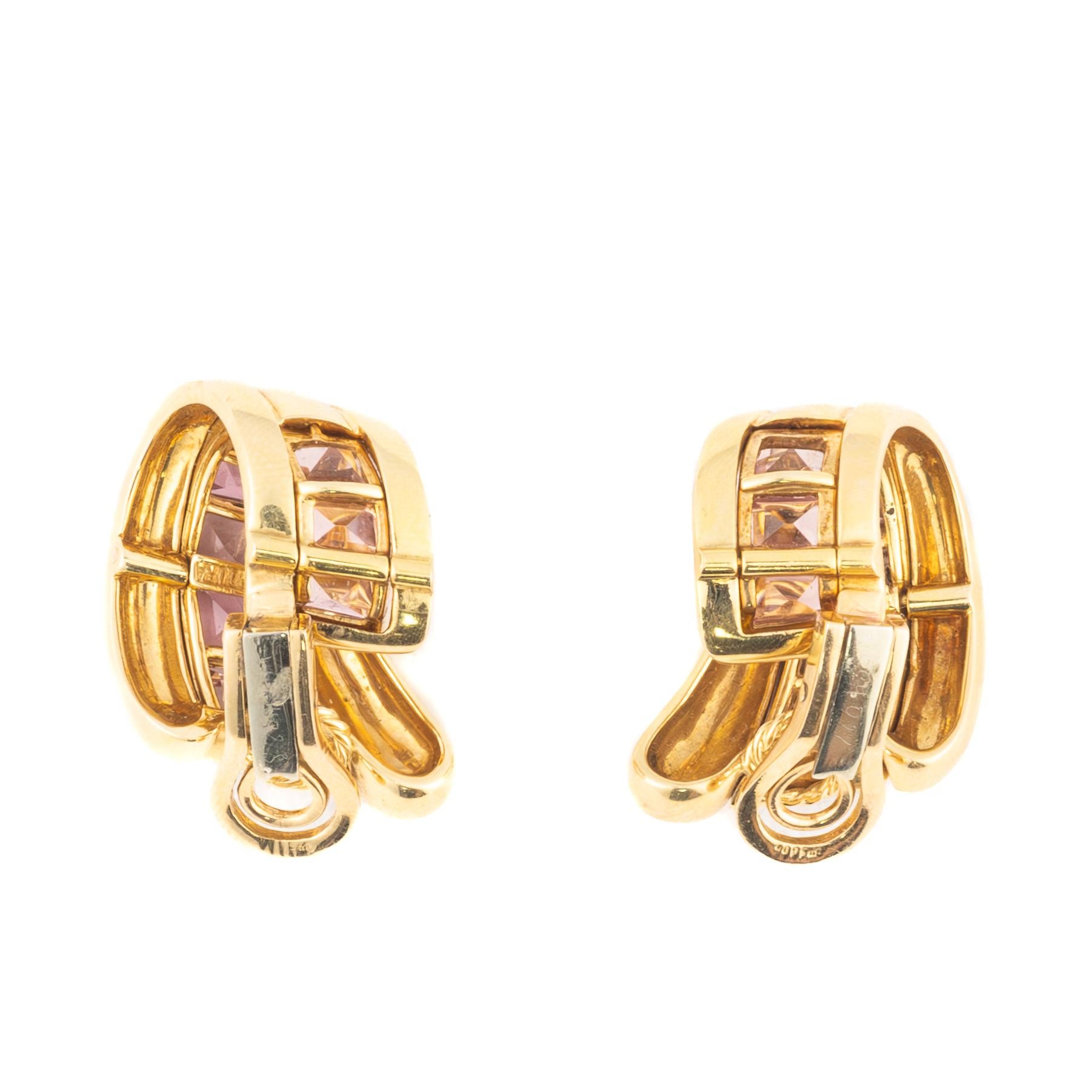 Verdura Pink Tourmaline & Gold Earrings In Excellent Condition In New York, NY