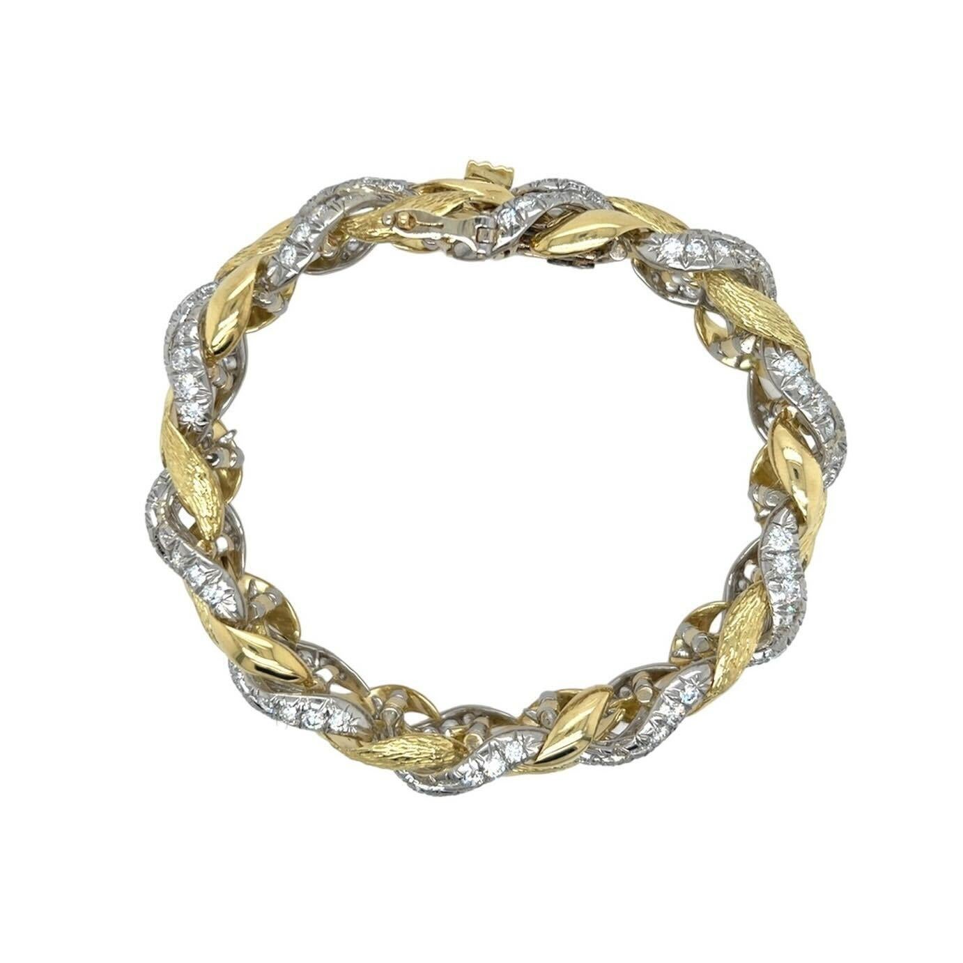 VERDURA Platinum, Gold and Diamond Bracelet In Excellent Condition For Sale In New York, NY
