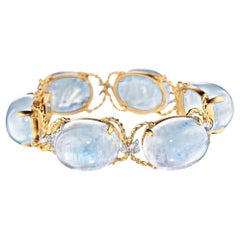 Verdura Rainbow Moonstone Diamond Pebble Bracelet