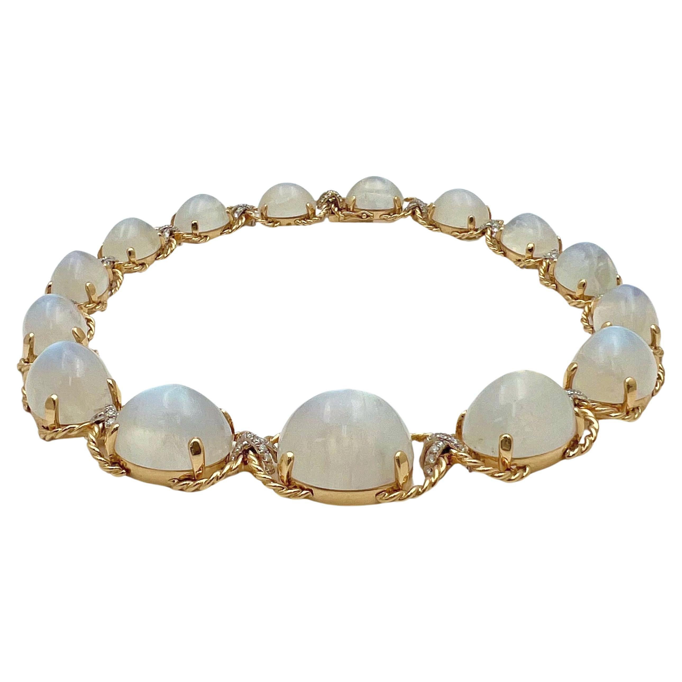 Verdura Rainbow Moonstone Diamond Pebble Necklace 1