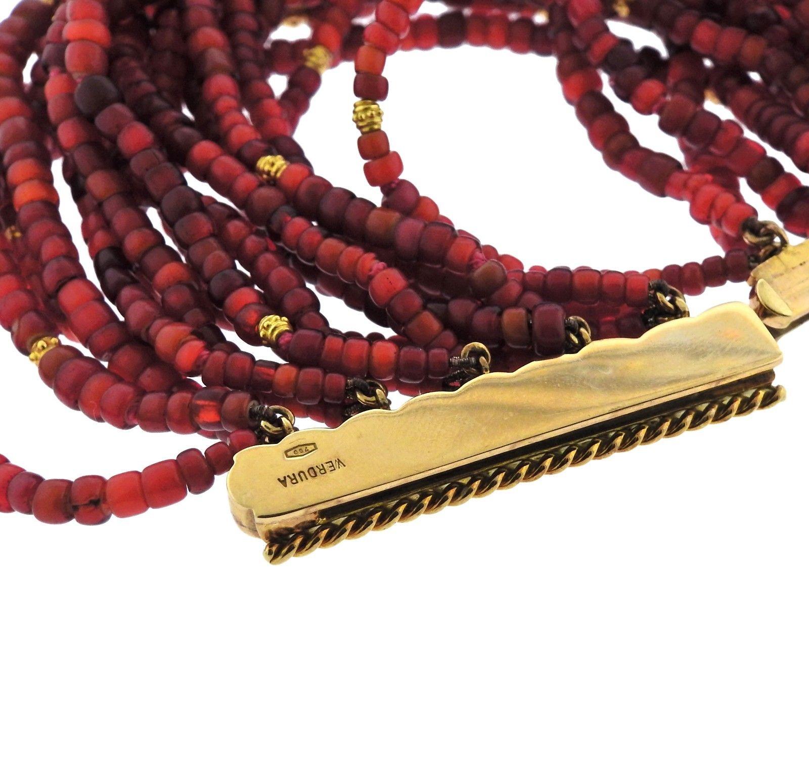 Women's Verdura Red Bead Gold Multi-Strand Bracelet