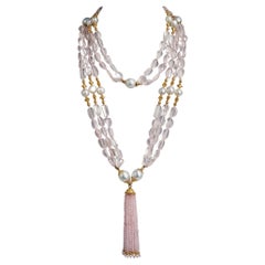 Halskette "Raja" aus Rosenquarz und Zucht-Südseeperlen von Verdura