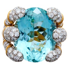 Verdura “Six Blades” Aquamarine and Diamond Ring