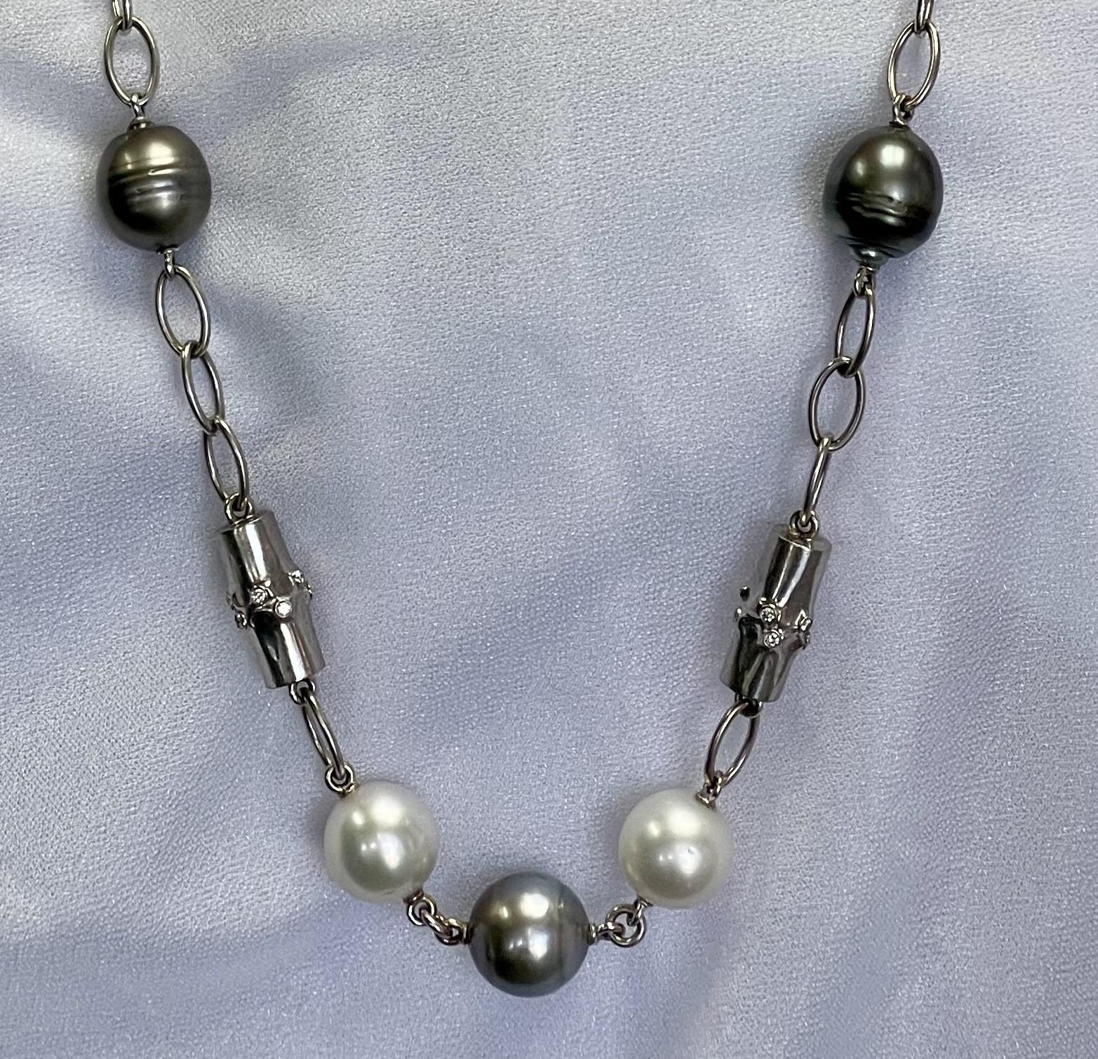 Women's or Men's Verdura South Sea Pearl & Diamond Necklace For Sale