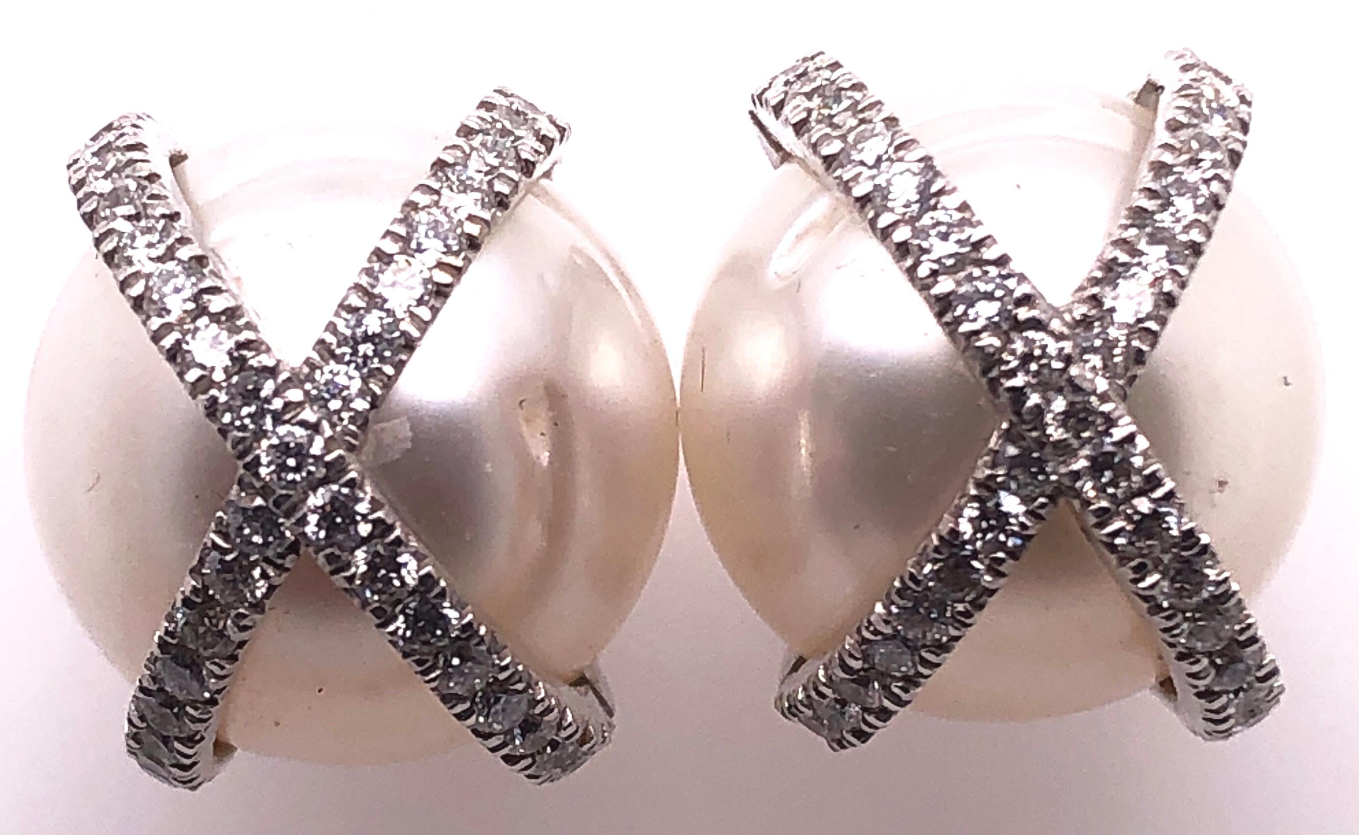 Round Cut Verdura 18 Karat White Gold Wrapped Pearl and Diamond Earrings  For Sale