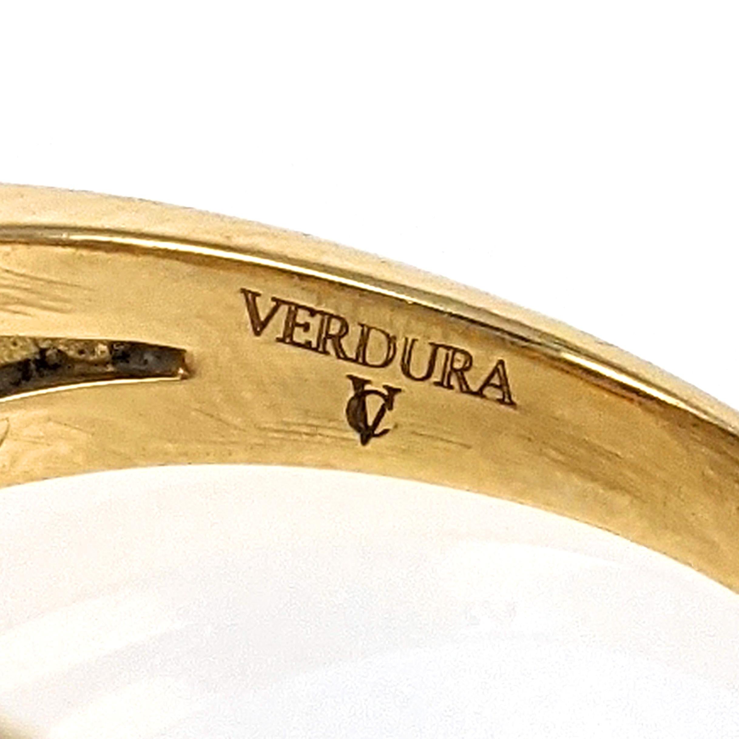 Verdura Tanzanite Tourmaline Yellow Gold Three-Stone Ring For Sale 2